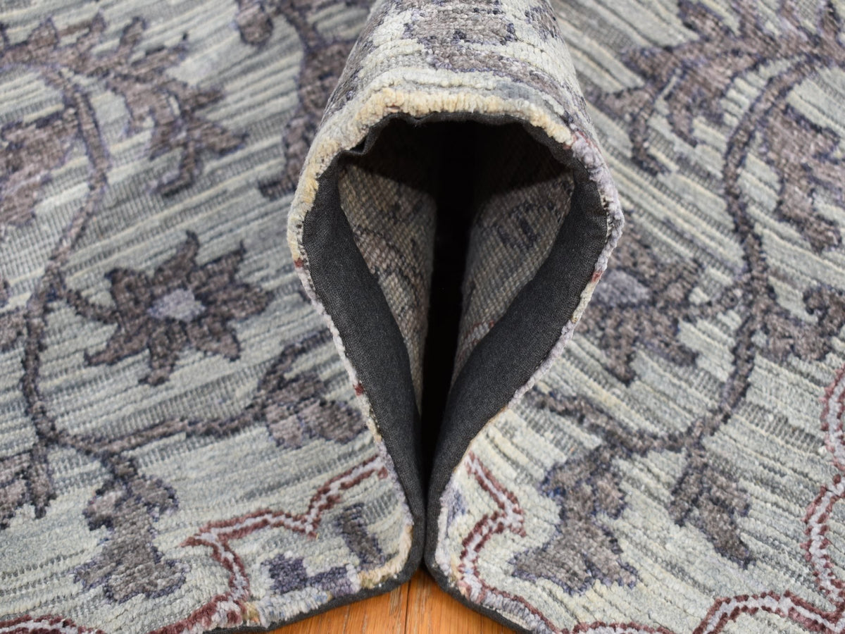 Transitional hand-knotted wool/pure silk rug in Gray, 7'9" x 10'1" — SKU O080742 (view 6)