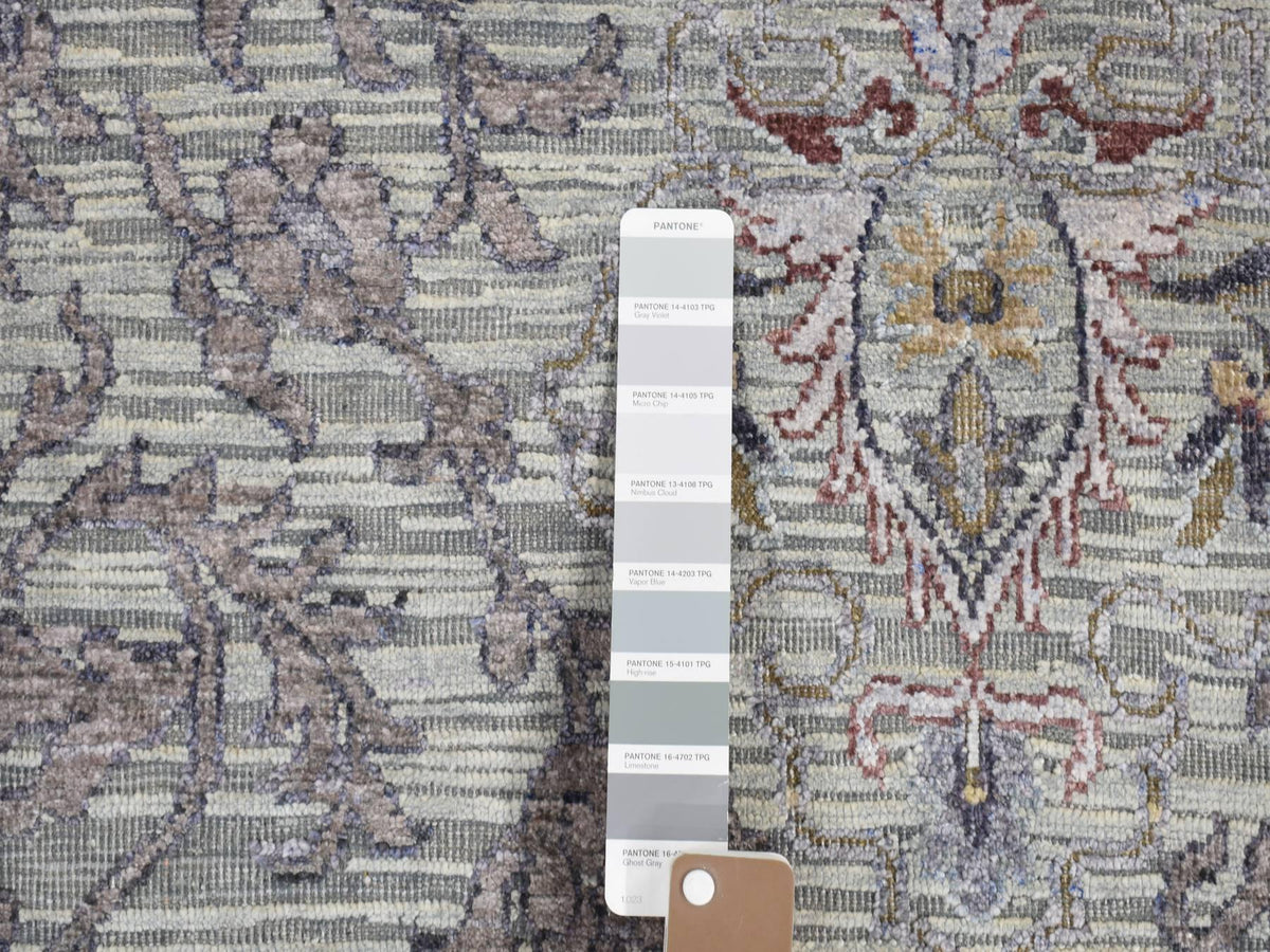 Transitional hand-knotted wool/pure silk rug in Gray, 7'9" x 10'1" — SKU O080742 (view 7)