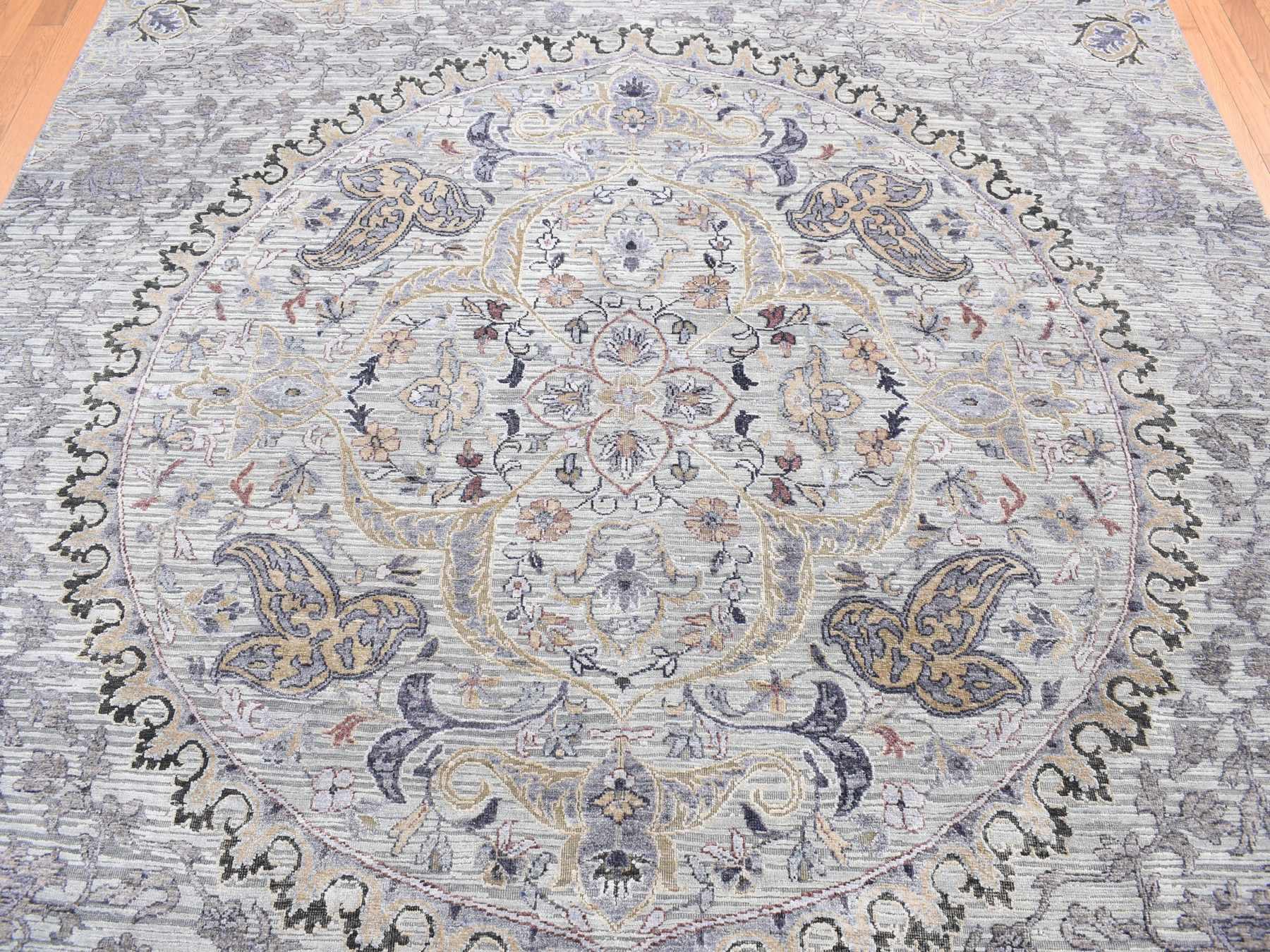 Transitional hand-knotted wool/pure silk rug in Gray, 7'9" x 10'1" — SKU O080742 (view 8)