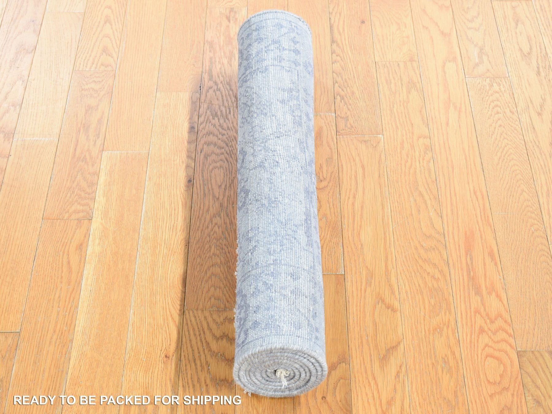 Modern / Contemporary hand-knotted silk runner in Gray, 2'6" x 5'10" — SKU O080745 (view 4)