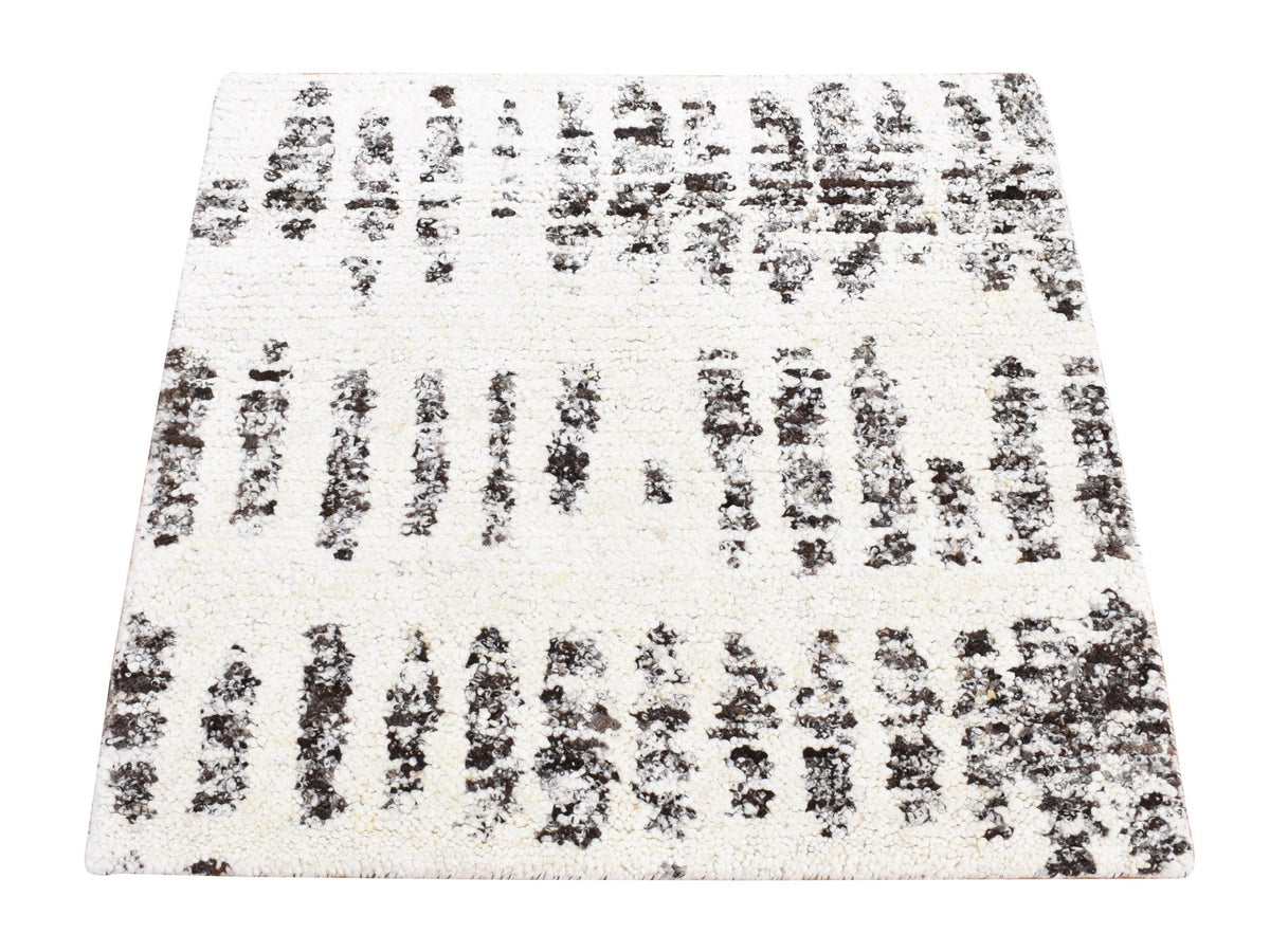 Modern / Contemporary hand-knotted wool rug in Black, 3' x 3' — SKU O080747