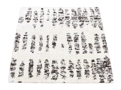 Black 3'0" x 3'0" Modern and Contemporary Hand knotted Wool Rug - Sku: O080747