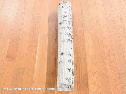 Black 3'0" x 3'0" Modern and Contemporary Hand knotted Wool Rug - Sku: O080747