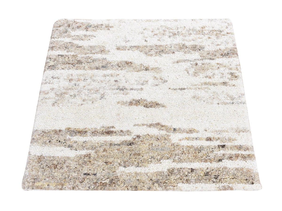 Modern / Contemporary hand-knotted wool rug in Beige, 3' x 3' — SKU O080752