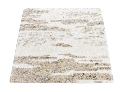 Beige 3'0" x 3'0" Modern and Contemporary Hand knotted Wool Rug - Sku: O080752