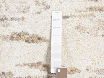 Beige 3'0" x 3'0" Modern and Contemporary Hand knotted Wool Rug - Sku: O080752