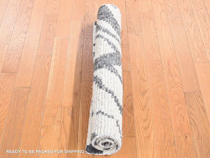 Ivory 3'0" x 3'0" Modern and Contemporary Hand knotted Wool Rug - Sku: O080753