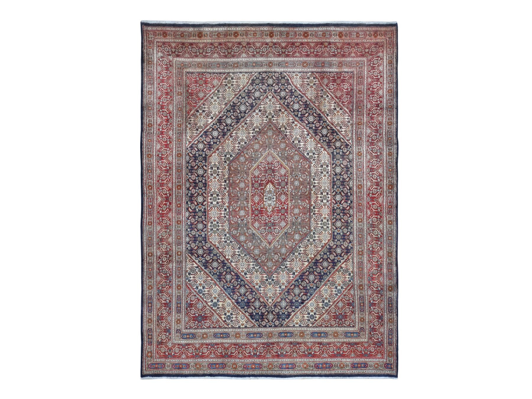 Moud Persian hand-knotted wool rug in Red & Cordovan Red, 7'9" x 10'10" — SKU O080778