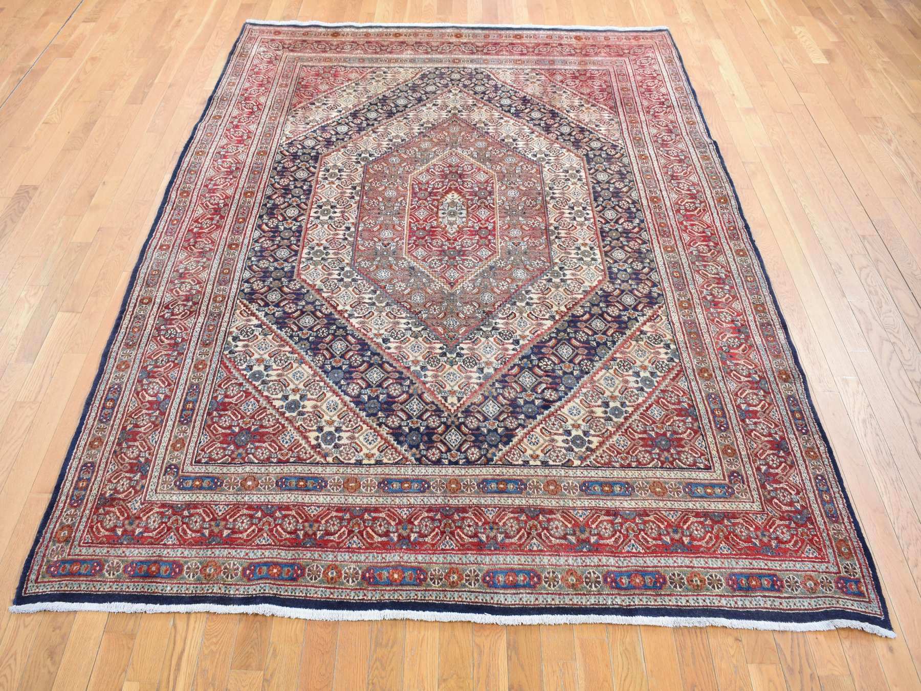 Moud Persian hand-knotted wool rug in Red & Cordovan Red, 7'9" x 10'10" — SKU O080778 (view 2)