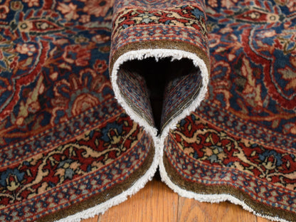 Kashan Antique hand-knotted wool rug in Red & Visa Blue, 11'2" x 16'8" — SKU O080779 (view 6)