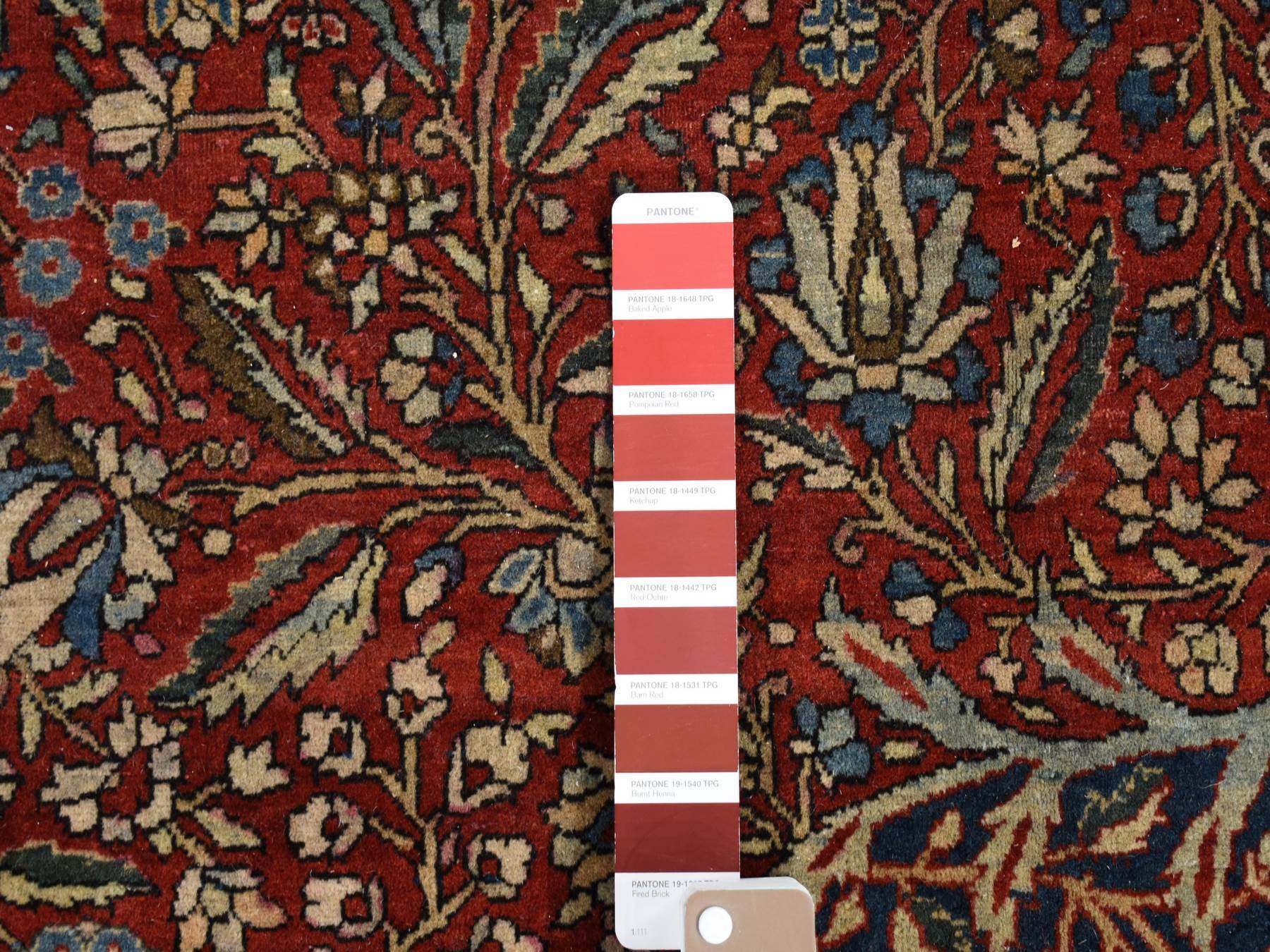 Kashan Antique hand-knotted wool rug in Red & Visa Blue, 11'2" x 16'8" — SKU O080779 (view 7)