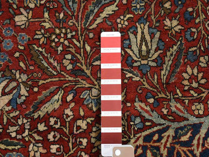 Kashan Antique hand-knotted wool rug in Red & Visa Blue, 11'2" x 16'8" — SKU O080779 (view 7)
