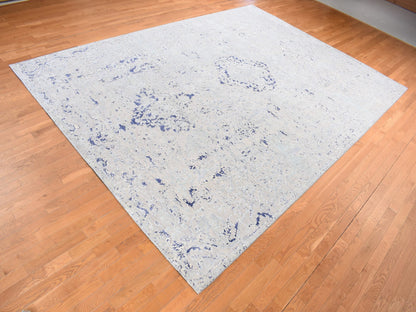 Blue 10'0" x 14'1" Transitional Hand knotted Wool/Silk Rug - Sku: O080783