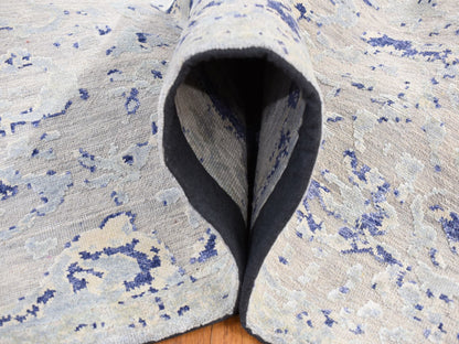 Blue 10'0" x 14'1" Transitional Hand knotted Wool/Silk Rug - Sku: O080783