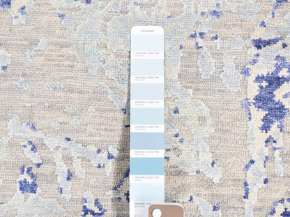 Blue 10'0" x 14'1" Transitional Hand knotted Wool/Silk Rug - Sku: O080783