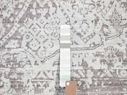 Green 9'10" x 13'10" Transitional Hand knotted Wool/Silk Rug - Sku: O080786