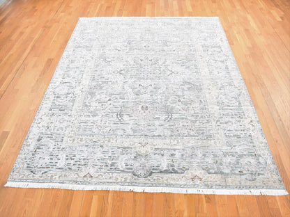 Green 7'10" x 10'2" Oushak / Peshawar Hand knotted Silk Rug - Sku: O080788