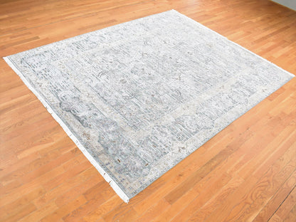 Green 7'10" x 10'2" Oushak / Peshawar Hand knotted Silk Rug - Sku: O080788