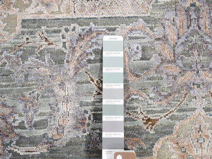 Green 7'10" x 10'2" Oushak / Peshawar Hand knotted Silk Rug - Sku: O080788