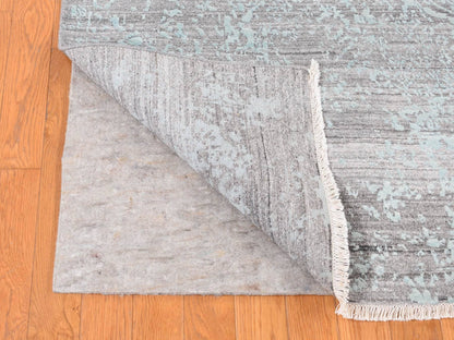 Green 8'0" x 10'0" Transitional Hand knotted Wool/Silk Rug - Sku: O080789