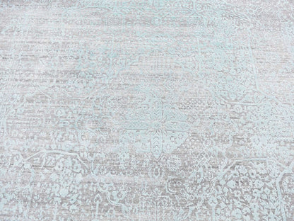 Green 8'0" x 10'0" Transitional Hand knotted Wool/Silk Rug - Sku: O080789