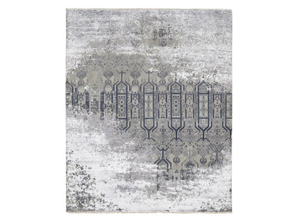 Transitional hand-knotted wool/silk rug in Gray, 8' x 9'10" — SKU O080792