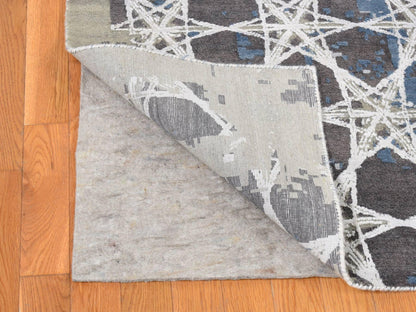 Grey 10'0" x 14'1" Modern / Contemporary Hand knotted Wool/Silk Rug - Sku: O080793