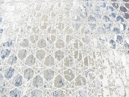 Grey 10'0" x 14'1" Modern / Contemporary Hand knotted Wool/Silk Rug - Sku: O080793