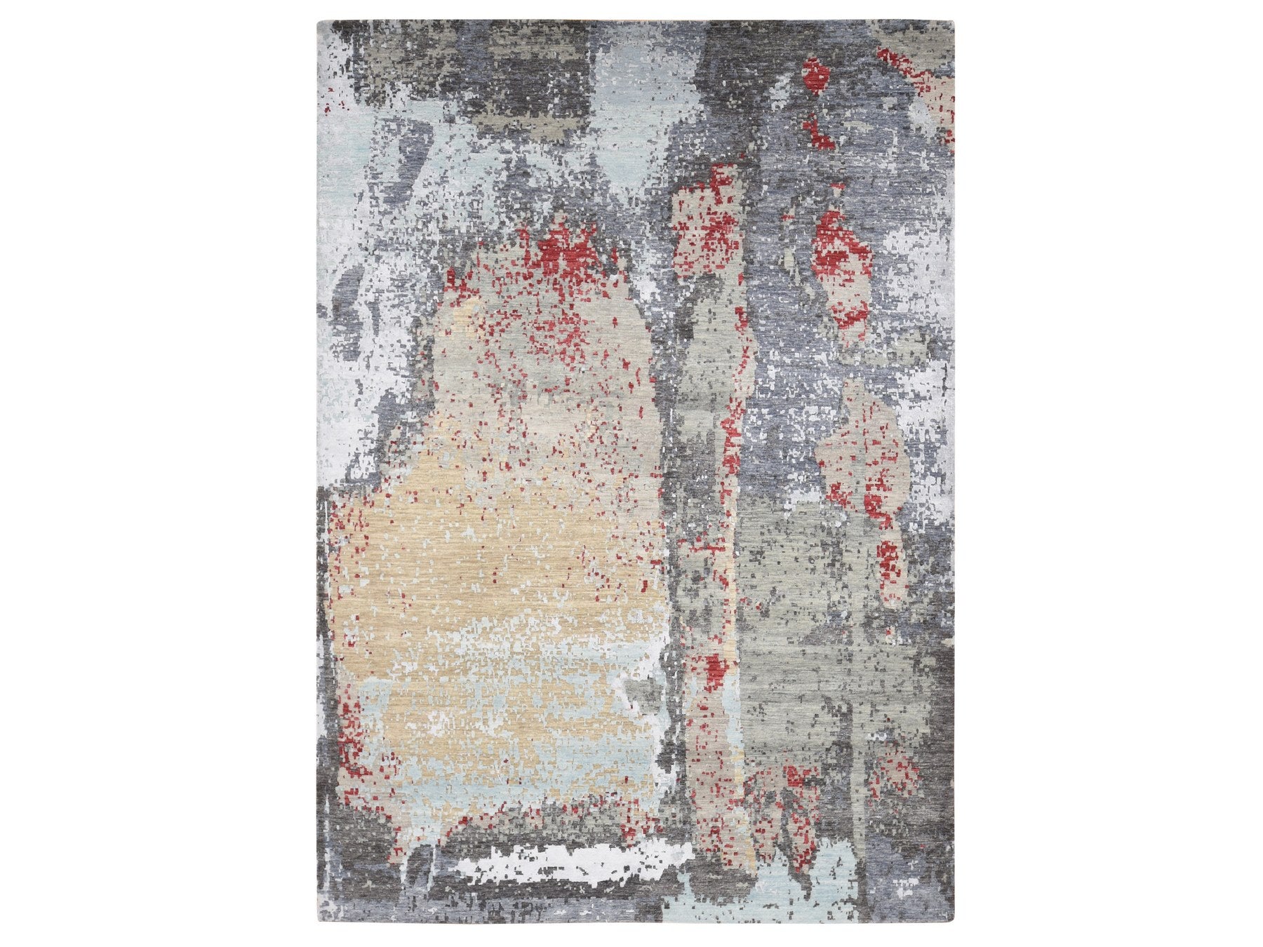 Modern / Contemporary hand-knotted wool rug in Gray, 10' x 14'2" — SKU O080794