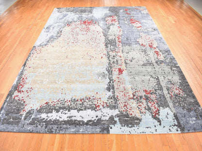 Modern / Contemporary hand-knotted wool rug in Gray, 10' x 14'2" — SKU O080794 (view 2)