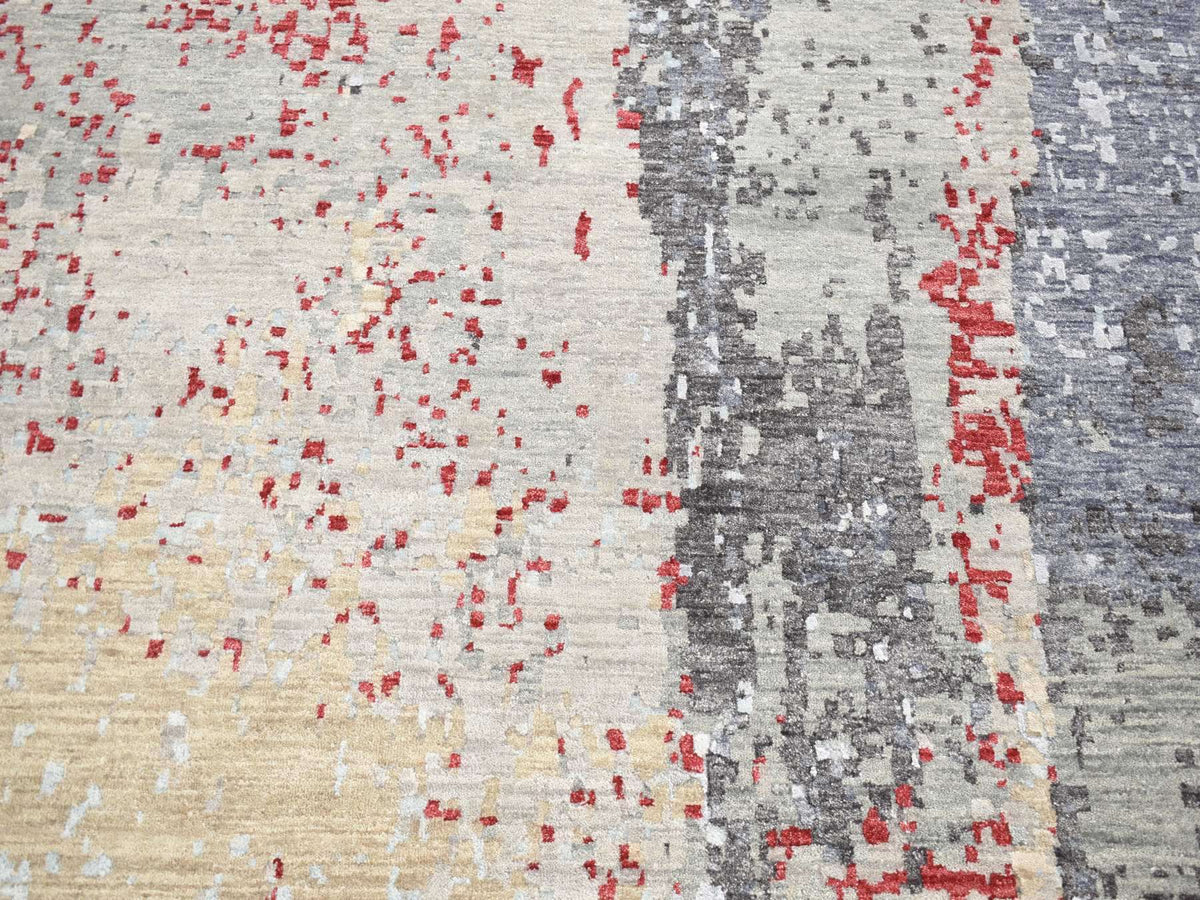 Modern / Contemporary hand-knotted wool rug in Gray, 10' x 14'2" — SKU O080794 (view 8)