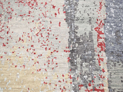 Modern / Contemporary hand-knotted wool rug in Gray, 10' x 14'2" — SKU O080794 (view 8)