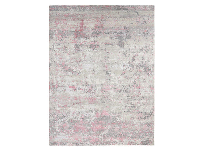 Modern / Contemporary hand-knotted wool/silk rug in Pink, 10' x 13'9" — SKU O080795
