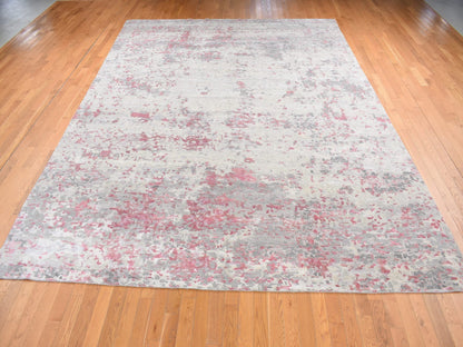 Pink 10'0" x 13'9" Modern / Contemporary Hand knotted Wool/Silk Rug - Sku: O080795