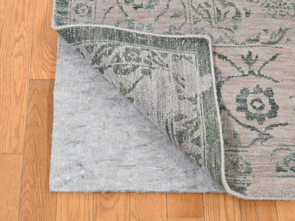 Green 8'10" x 12'0" Transitional Hand knotted Wool/Silk Rug - Sku: O080798