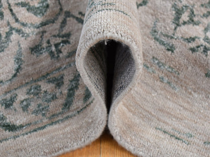 Green 8'10" x 12'0" Transitional Hand knotted Wool/Silk Rug - Sku: O080798