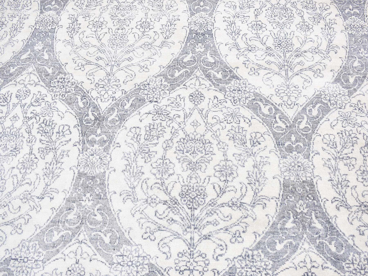Agra Modern / Contemporary hand-knotted cotton rug in Ivory, 9' x 12' — SKU O080803 (view 8)