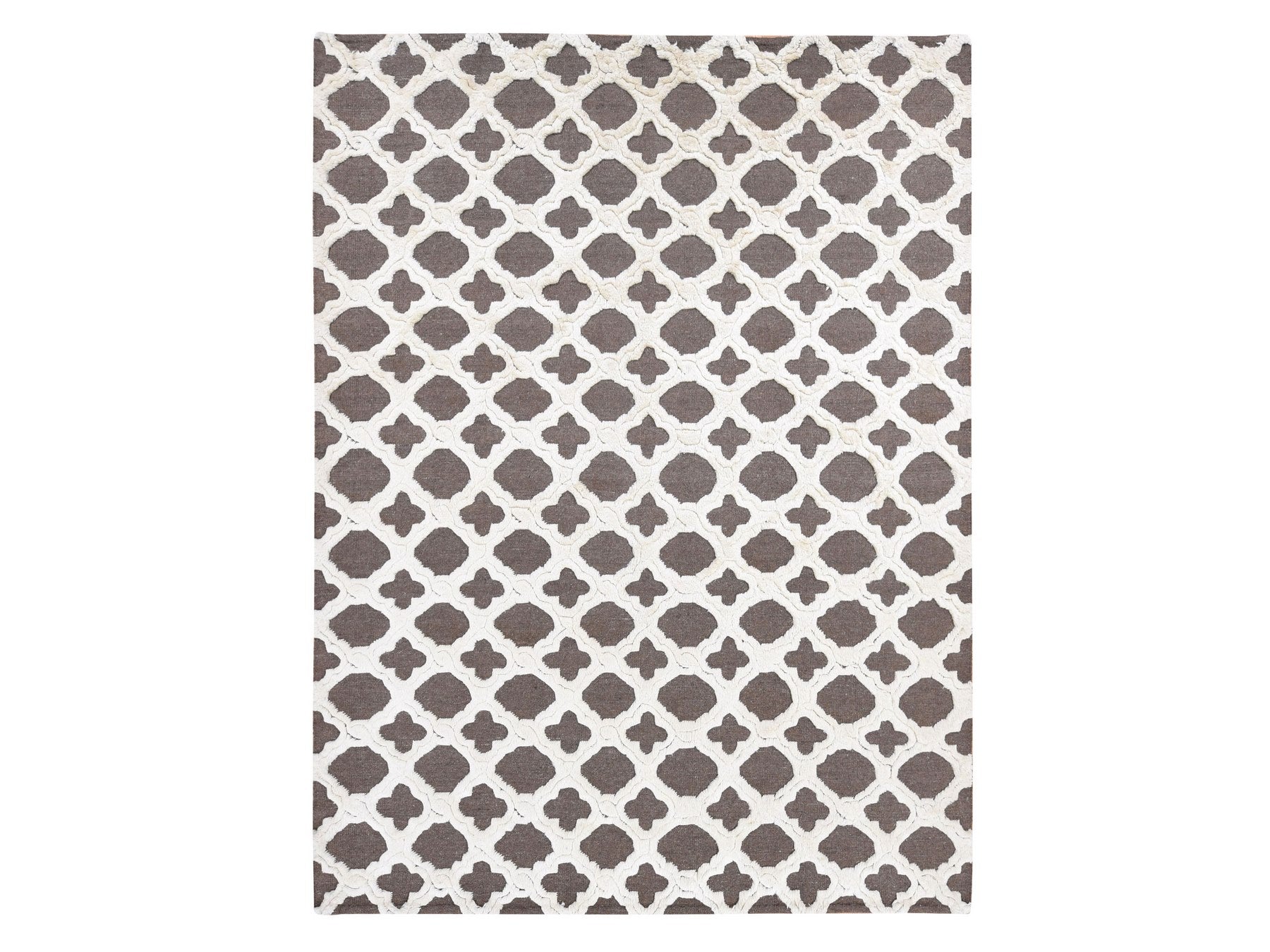 Modern / Contemporary hand-knotted wool rug in Ivory, 9'3" x 11'7" — SKU O080807