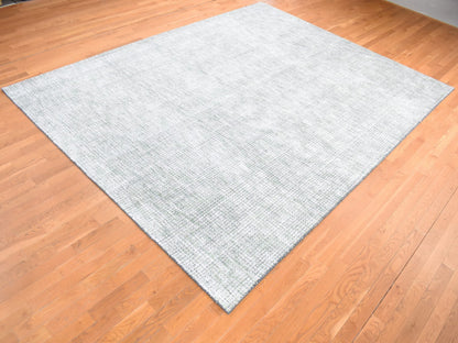 Green 9'1" x 12'1" Modern / Contemporary Handloom Wool/Silk Rug - Sku: O080812