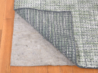 Green 9'1" x 12'1" Modern / Contemporary Handloom Wool/Silk Rug - Sku: O080812