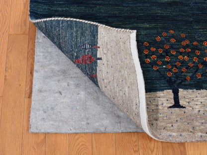 Gabbeh Tribal & Geometric hand-knotted wool rug in Ivory, 9' x 12' — SKU O080814 (view 4)