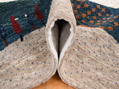 Gabbeh Tribal & Geometric hand-knotted wool rug in Ivory, 9' x 12' — SKU O080814 (view 6)