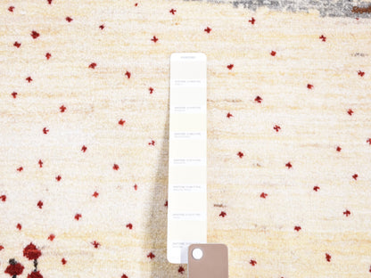 Gabbeh Tribal & Geometric hand-knotted wool rug in Ivory, 9' x 12' — SKU O080814 (view 7)