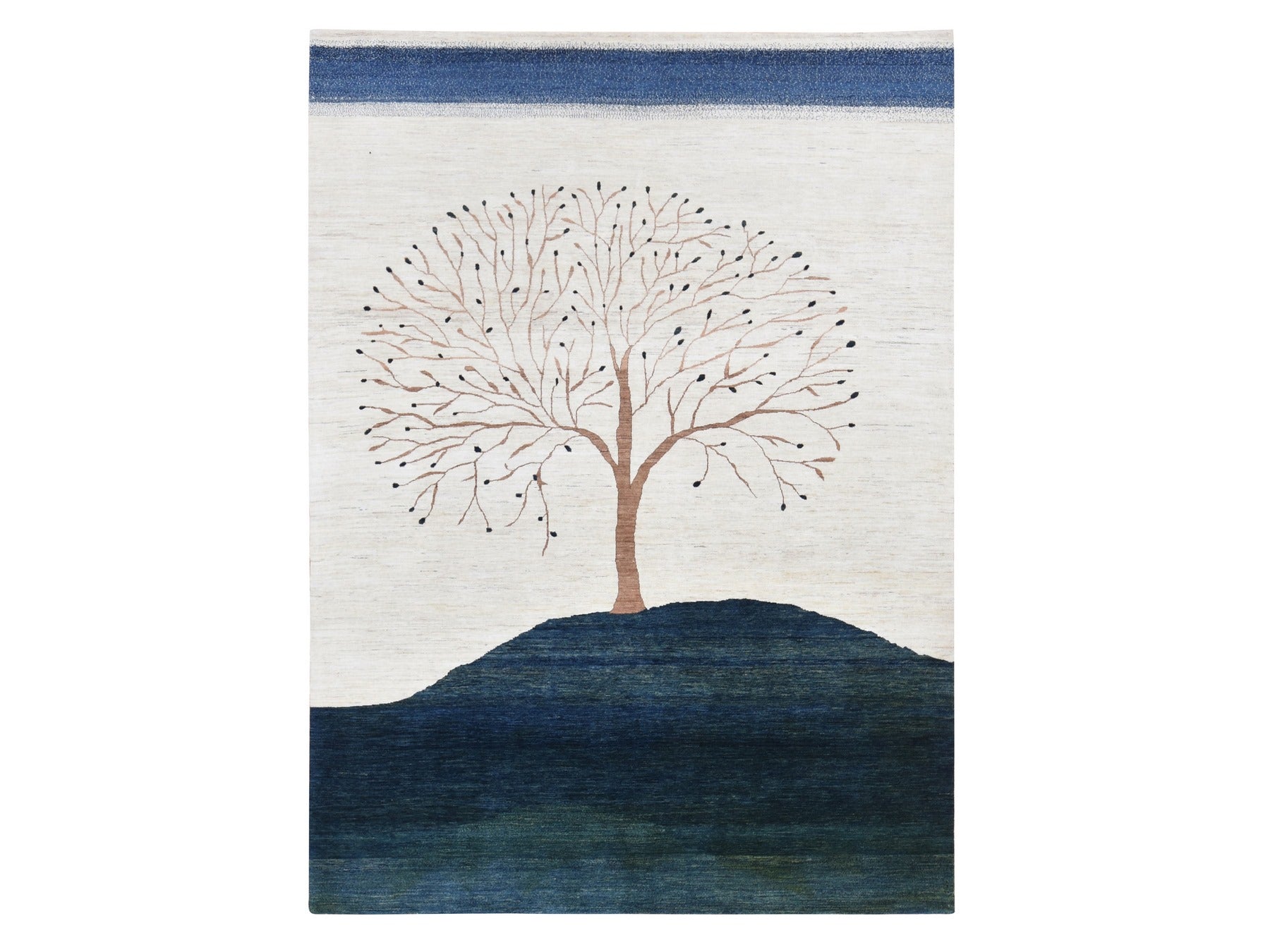 Gabbeh Transitional hand-knotted wool rug in Ivory, 8'7" x 12' — SKU O080817