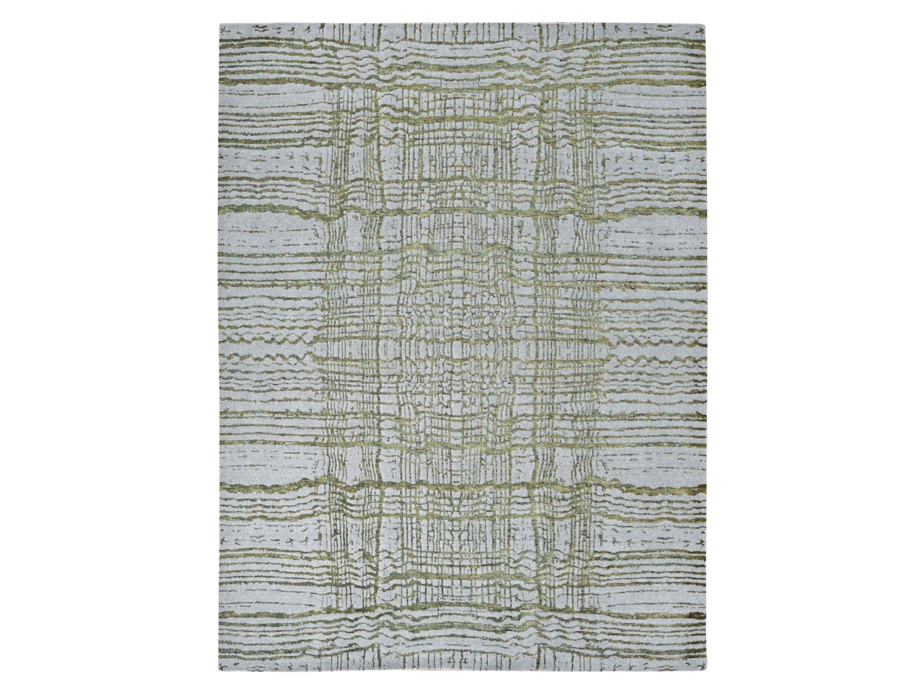 Modern / Contemporary hand-knotted wool/silk rug in Gray, 9'2" x 11'8" — SKU O080818