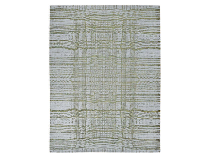 Modern / Contemporary hand-knotted wool/silk rug in Gray, 9'2" x 11'8" — SKU O080818