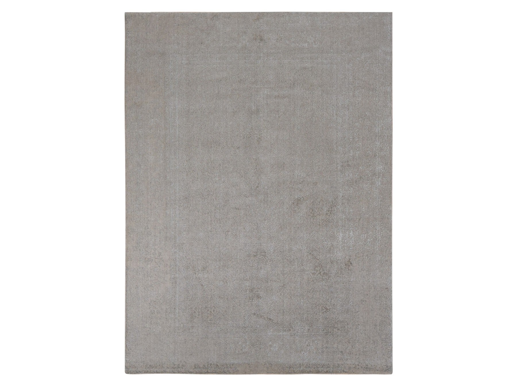 Modern / Contemporary hand-knotted wool/silk rug in Gray, 8'9" x 12'1" — SKU O080819