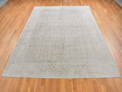 Grey 8'9" x 12'1" Modern / Contemporary Handloom Wool/Silk Rug - Sku: O080819