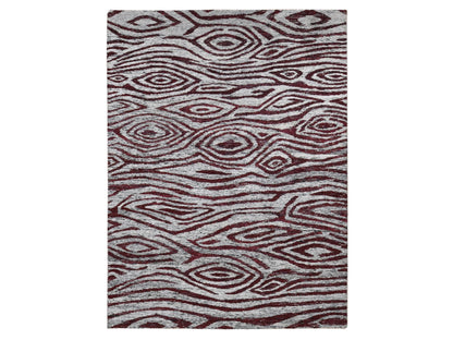 Modern / Contemporary hand-knotted sari silk rug in Red, 8'10" x 11'9" — SKU O080821
