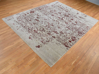 Beige 9'0" x 11'9" Transitional Hand knotted Wool/Silk Rug - Sku: O080822